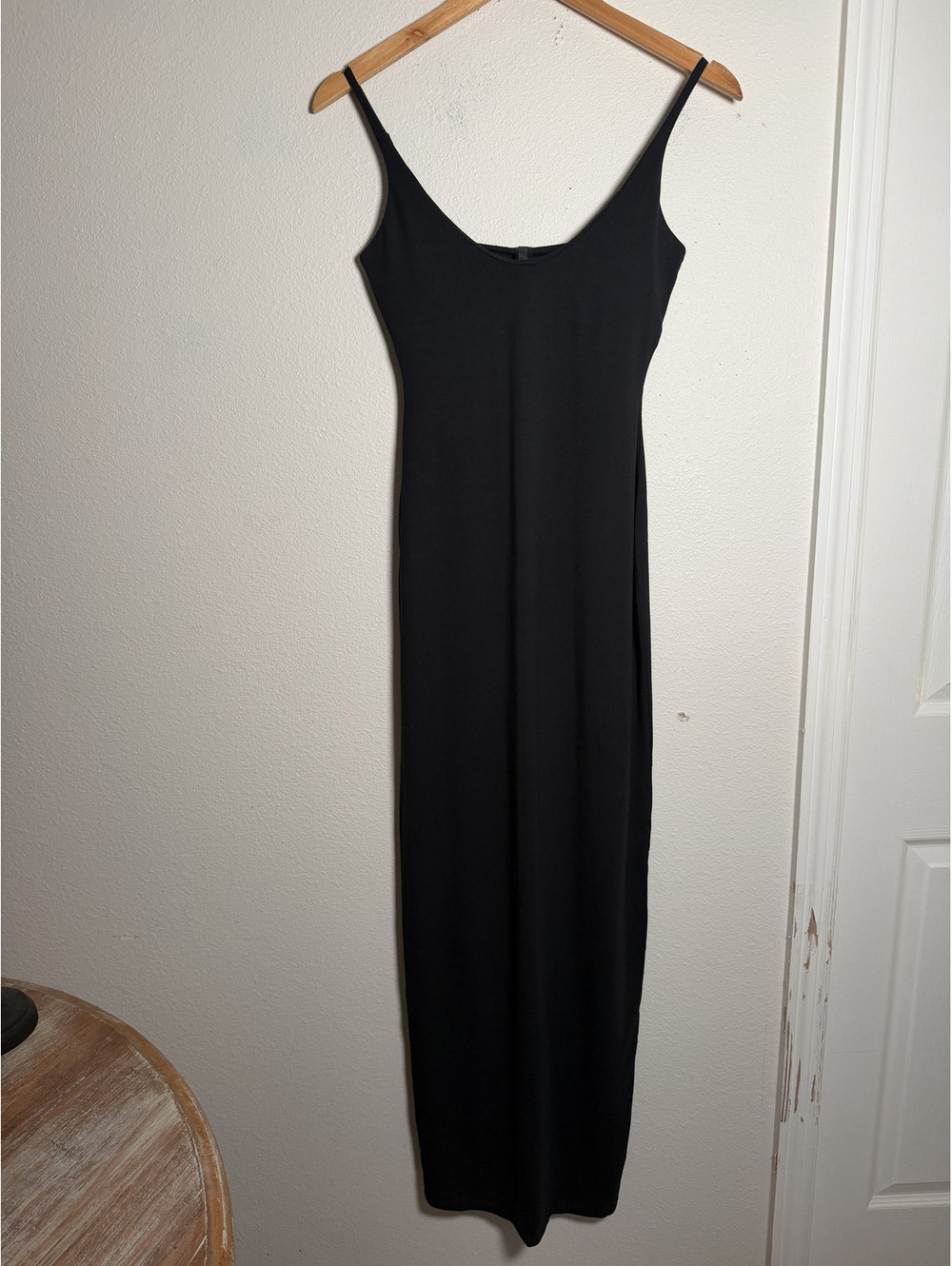 SKIMS Smooth Lounge Skimpy Scoop Neck Maxi Dress Black Size S